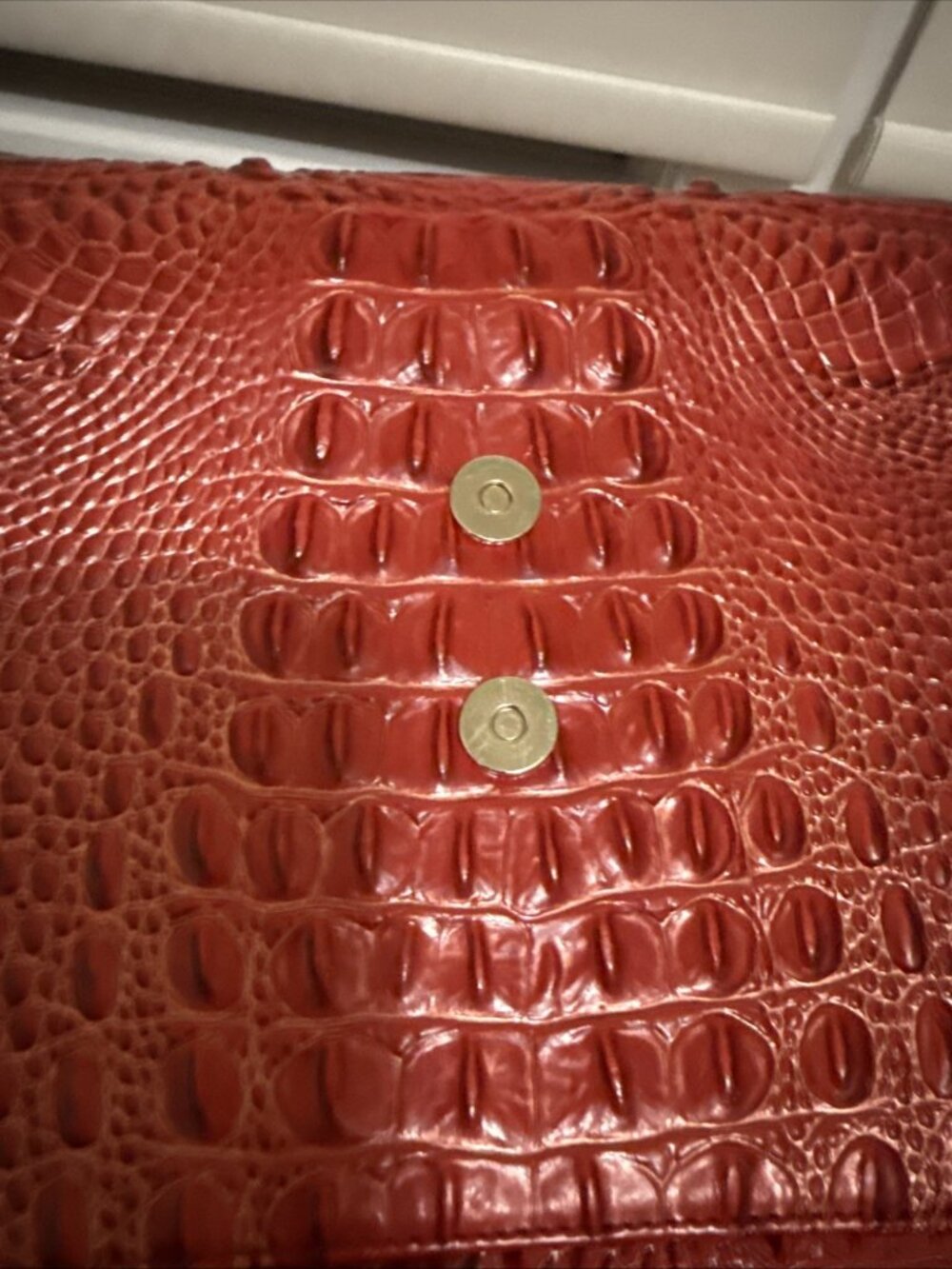 BRAHMIN Ingrid Fiery Lava Pampas Leather Crocodile Embossed - Picture 10 of 12